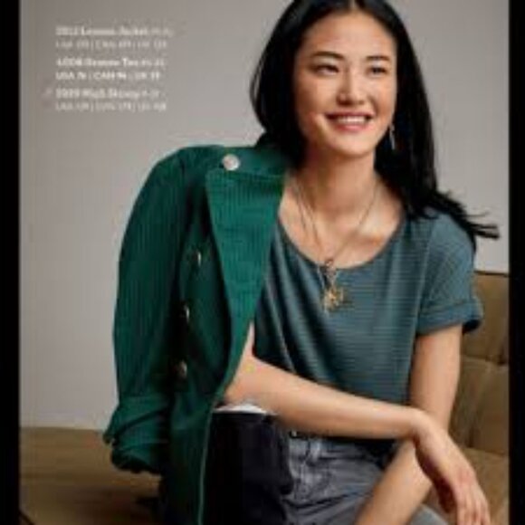 CAbi #4008 Groove Tee in Teal Stripe - Picture 12 of 14